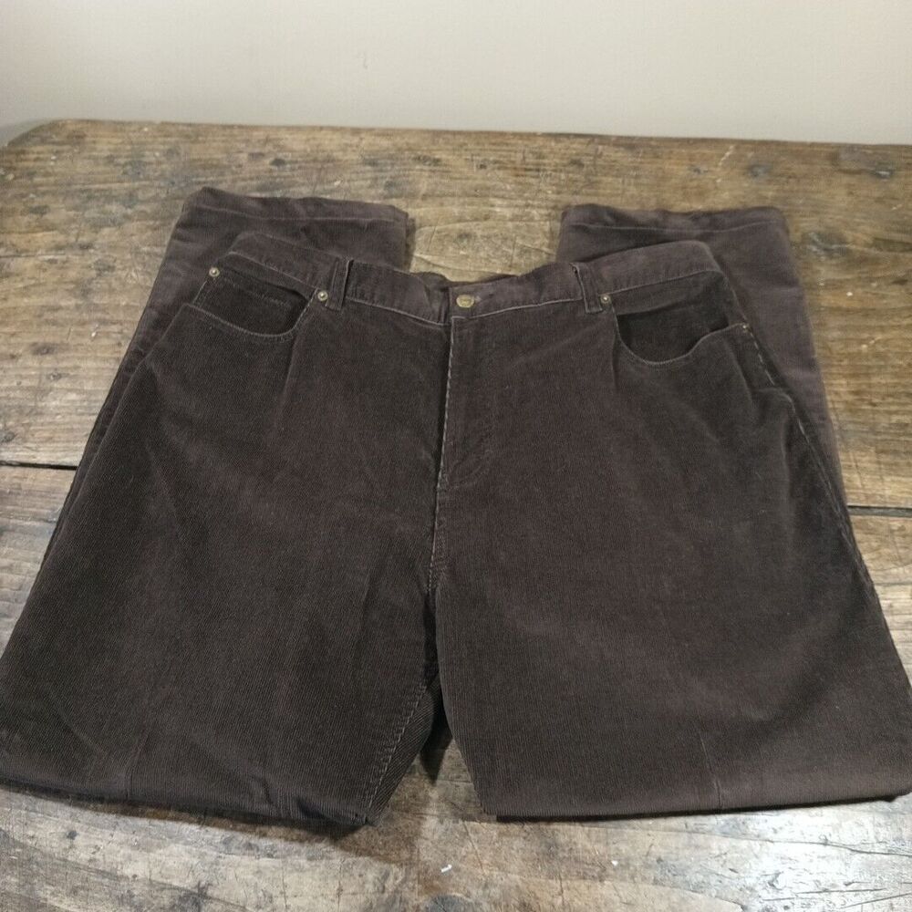 Eddie Bauer 20W Pants Corduroy Brown Natural Fit Cotton Blend L30"